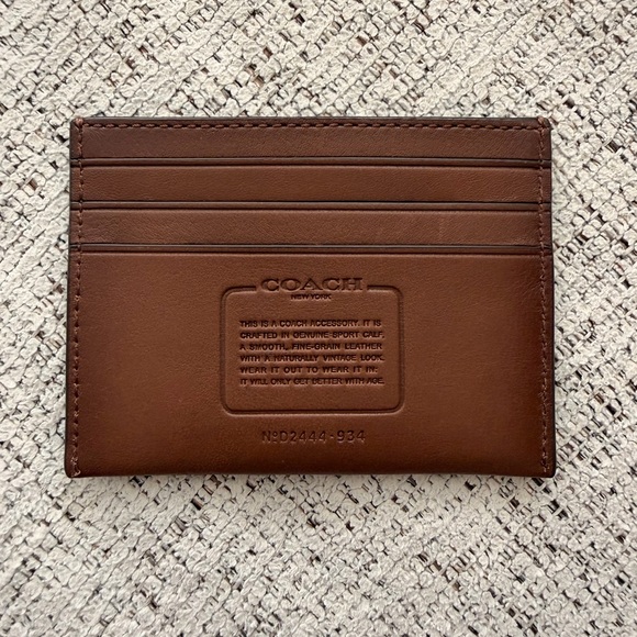 NWOT Coach Tan Leather Card Holder - Picture 2 of 5